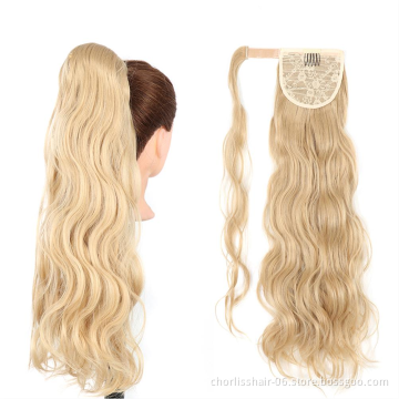 Factory Price Top quality Different Color Chorliss For Kids Water Wave Ponytail Synthetic Wrap Around Ponytails Hair Extensions